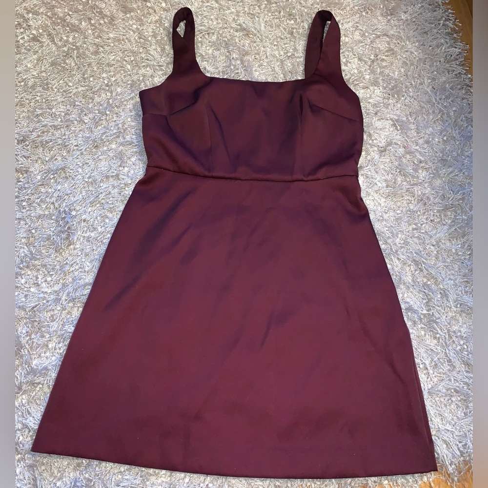 A New Day Rich Burgundy Dress size 8 satin feel side zip NWOT